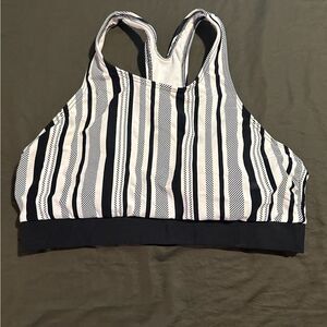 Striped Black and White Sports Bra